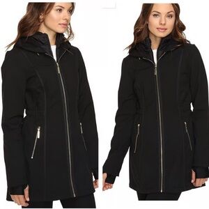 Betsey Johnson Soft Shell Hooded Coat Jacket in Black